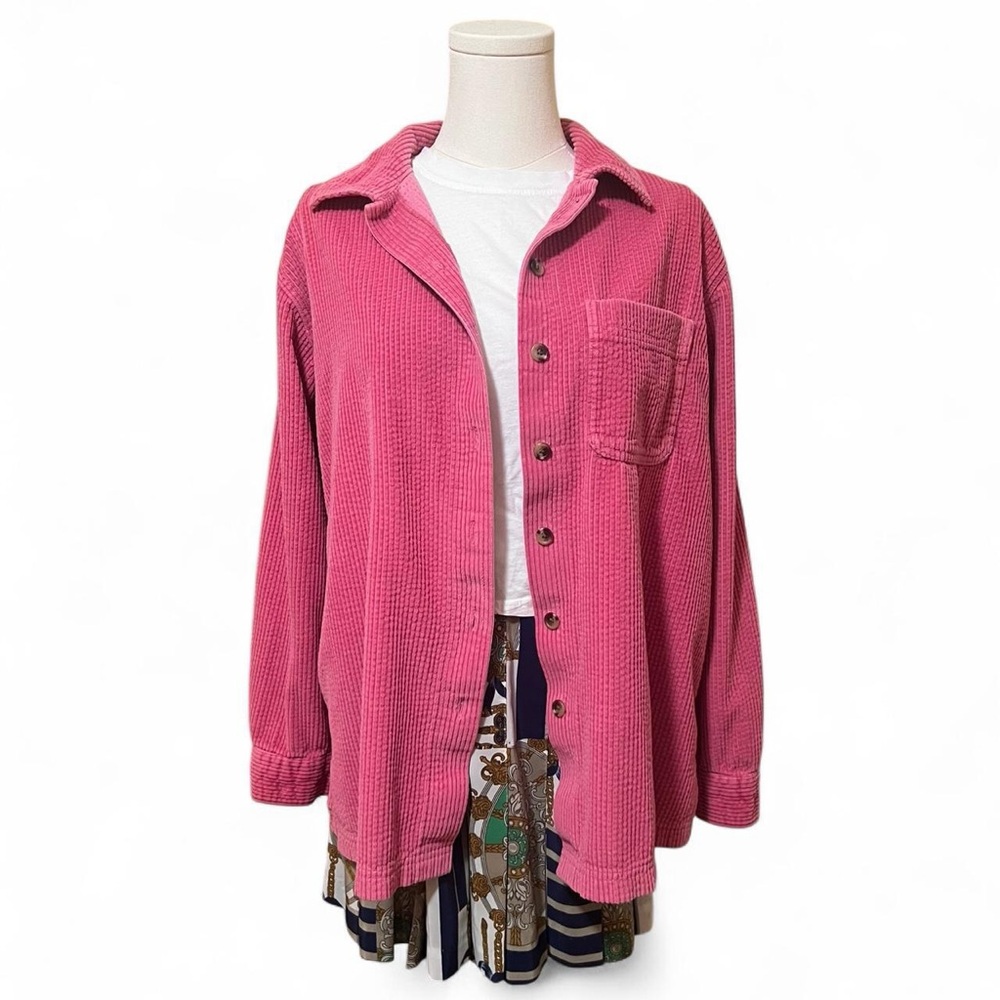 Vintage Pink Button-Up Corduroy Jacket